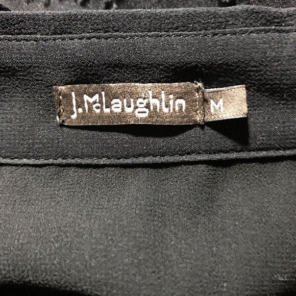 J.McLaughlin‎ Silk Tuxedo Pleat Eyelash Tunic Top Womens Size Medium Black - Picture 5 of 5